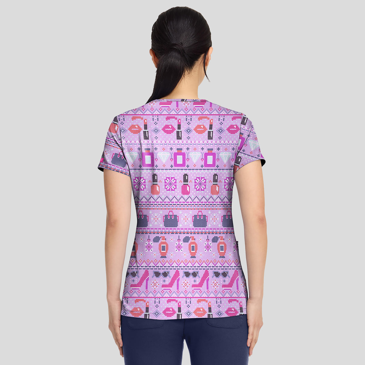 V-Neck Print Top | Fashion Fair Isle