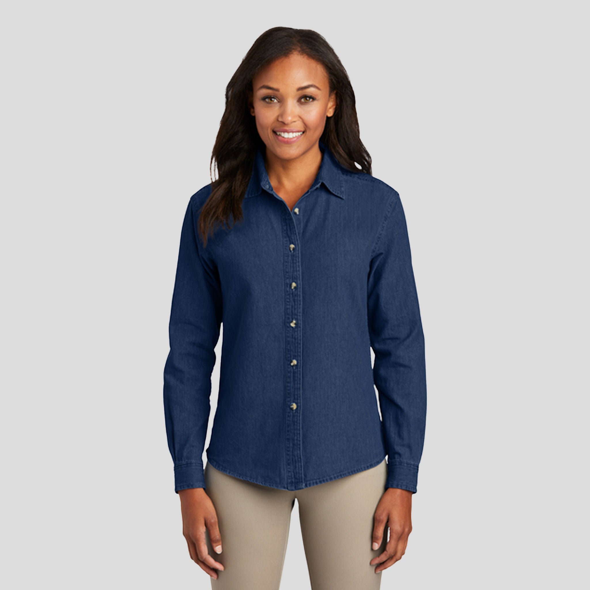 Women's Long Sleeve Value Denim Shirt | Ink Blue